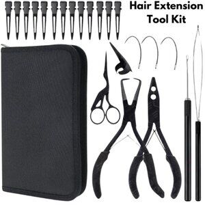 Professional Hair Extension Tools Hair Extension Pliers Sets Kit Hot Black Case